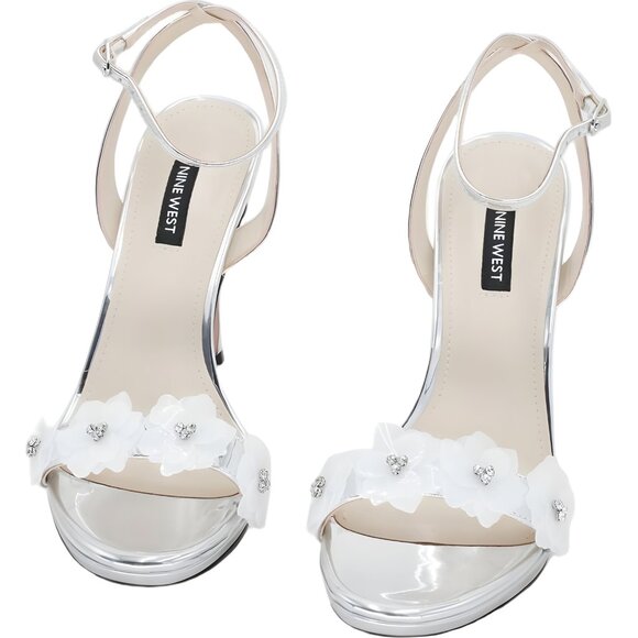 Nine West Fabby Silver Mirror Stiletto Dress Sandals Women's US 7.5M - Picture 5 of 6